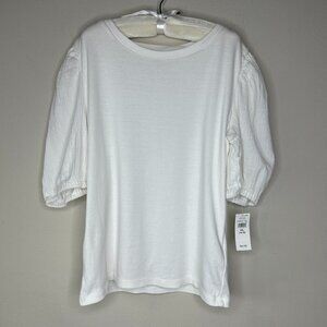 NWT GAP Girls’ Smooth Woven Puff Sleeve Crewneck White Top Size XXL (14-16)